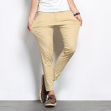 BROWON Autumn Men Fashions Solid Color Casual Pants Men Straight Slight Elastic Ankle-Length High Quality Formal Trousers Men aidase-shop