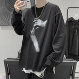 Fall Long Sleeve T-Shirt Fashion Loose Ulzzang Print Tops Hip Hop Oversized T Shirts Men Clothing Korean Style Clothes aidase-shop