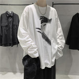 Fall Long Sleeve T-Shirt Fashion Loose Ulzzang Print Tops Hip Hop Oversized T Shirts Men Clothing Korean Style Clothes aidase-shop