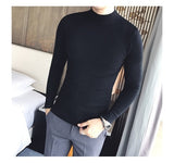 2021 Autumn New Men's Turtleneck Sweaters Male Slim Fit Solid Color High Neck Sweater Men Long Sleeve Knitted Pullover Tops 3XL aidase-shop