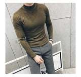 2021 Autumn New Men's Turtleneck Sweaters Male Slim Fit Solid Color High Neck Sweater Men Long Sleeve Knitted Pullover Tops 3XL aidase-shop