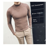 2021 Autumn New Men's Turtleneck Sweaters Male Slim Fit Solid Color High Neck Sweater Men Long Sleeve Knitted Pullover Tops 3XL aidase-shop