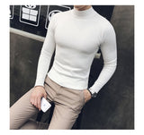 2021 Autumn New Men's Turtleneck Sweaters Male Slim Fit Solid Color High Neck Sweater Men Long Sleeve Knitted Pullover Tops 3XL aidase-shop