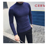 2021 Autumn New Men's Turtleneck Sweaters Male Slim Fit Solid Color High Neck Sweater Men Long Sleeve Knitted Pullover Tops 3XL aidase-shop