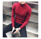 2021 Autumn New Men's Turtleneck Sweaters Male Slim Fit Solid Color High Neck Sweater Men Long Sleeve Knitted Pullover Tops 3XL aidase-shop