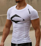 Mens Quick Dry Fitness Printed Tees Outdoor SPORT Running Climbing Short Sleeves Shirt Tights Bodybuilding Tops aidase-shop