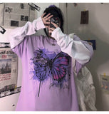 NiceMix Harajuku pumpkin Print letter T shirt Fake 2 Pieces Patchwork Casual Long Sleeve T-shirt Women And Men Streetwear Tops aidase-shop