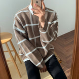 Aidase /men's wear plaid sweater 2022 autumn witner new Korean style loose pullover knitted tide tops all-mtch cintage 9Y3248 aidase-shop