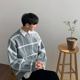 Aidase /men's wear plaid sweater 2022 autumn witner new Korean style loose pullover knitted tide tops all-mtch cintage 9Y3248 aidase-shop