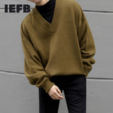 Aidase men's wear autumn winter V-neck sweater male's loose korean style knitted tops vintage long sleeve large size tops aidase-shop