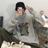 Zongke Black Knitted Sweater Men Winter Mens Clothes Pullover Mens Sweaters Harajuku Sweater Little Monster Print 2021 M-3XL aidase-shop