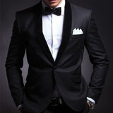 Aidase Black Wedding Tuxedo for Groom 2 Piece Slim Fit Men Suits Set Shawl Lapel Custom Prom Business Boyfriend Jacket with Pants 2020 aidase-shop