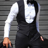 Aidase Black Men Vest for Wedding Groom Tuxedo One Piece Slim Fit Waistcoat Solid Color Male Fashoin Clothes