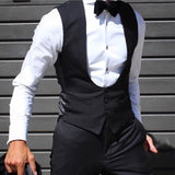 Aidase Black Men Vest for Wedding Groom Tuxedo One Piece Slim Fit Waistcoat Solid Color Male Fashoin Clothes aidase-shop