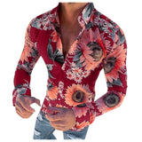 Aidase 2022  Plus Colors Personality Men Casual Slim Long-sleeve Shirt Flower Print Top Slim Party Shirts Male Dress Shirt Men Clothes aidase-shop