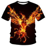 New T-shirt Flame T-shirt Men Phoenix Eagle Graphic T-shirt Printing Harajuku Funny T-shirt Animal T-shirt Casual Lively T-shirt aidase-shop