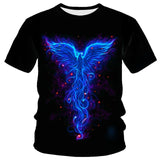 New T-shirt Flame T-shirt Men Phoenix Eagle Graphic T-shirt Printing Harajuku Funny T-shirt Animal T-shirt Casual Lively T-shirt aidase-shop