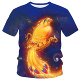 New T-shirt Flame T-shirt Men Phoenix Eagle Graphic T-shirt Printing Harajuku Funny T-shirt Animal T-shirt Casual Lively T-shirt aidase-shop