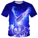 New T-shirt Flame T-shirt Men Phoenix Eagle Graphic T-shirt Printing Harajuku Funny T-shirt Animal T-shirt Casual Lively T-shirt aidase-shop