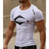 Mens Quick Dry Fitness Printed Tees Outdoor SPORT Running Climbing Short Sleeves Shirt Tights Bodybuilding Tops aidase-shop