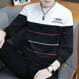 Aidase Spring and Autumn New men's printed long-sleeved T-shirt teen round neck bottom top fashion casual men's clothing aidase-shop