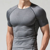 Mens Quick Dry Fitness Printed Tees Outdoor SPORT Running Climbing Short Sleeves Shirt Tights Bodybuilding Tops aidase-shop