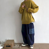 Aidase Hong Kong style sweater male students Korean style loose round neck solid color sweater autumn winter sweater Harajuku jerseys aidase-shop
