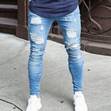 2021 New Fashion Streetwear Mens Jeans Destroyed Ripped Design Pencil Pants Ankle Skinny Men Full Length Jeans aidase-shop