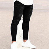 2021 New Fashion Streetwear Mens Jeans Destroyed Ripped Design Pencil Pants Ankle Skinny Men Full Length Jeans aidase-shop