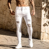 2021 New Fashion Streetwear Mens Jeans Destroyed Ripped Design Pencil Pants Ankle Skinny Men Full Length Jeans aidase-shop
