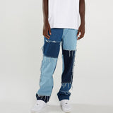 Aidase Men Casual Straight Tassel Patchwork Jeans Trousers Male Fashion Streetwear Loose Hip Hop Denim Full Length Pants aidase-shop