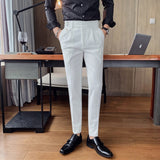 Aidase High Quality British Style Business Casual Slim Fit Men Dress Pants Solid All Match Formal Wear Office Trousers Gentlemen 36-29 aidase-shop
