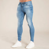 Men Pencil Jeans  Solid Color Straight Classic Denim Trousers Casual Daily For Office Parties Male Slim Fit Cowboy Pants aidase-shop