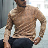 Aidase Autumn Casual Plaid Print Shirt Mens 2021 Spring Fashion Turtleneck Pullover Tops Male Long Sleeve Slim Tee Shirt Streetwear 4XL aidase-shop