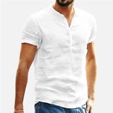 Men Linen Shirts Short Sleeve Breathable Men's Baggy Casual Shirts Slim Fit Solid Cotton Shirts Mens Pullover Tops Blouse aidase-shop
