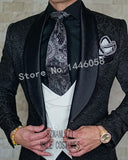 Aidase Mens Wedding Suits 2021 Italian Design Custom Made Black Smoking Tuxedo Jacket 3 Piece Groom Terno Suits For Men aidase-shop