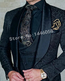 Aidase Mens Wedding Suits 2021 Italian Design Custom Made Black Smoking Tuxedo Jacket 3 Piece Groom Terno Suits For Men aidase-shop