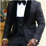 SZMANLIZI Mens Wedding Suits 2021 Italian Design Custom Made Black Smoking Tuxedo Jacket 3 Piece Groom Terno Suits For Men aidase-shop
