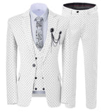 Aidase Mens suits Wave point Three Pieces Men Dress Suits Casual Commuter office business suits For Wedding(Blazer+Vest+Pants) aidase-shop
