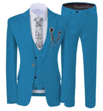 Aidase Mens suits Wave point Three Pieces Men Dress Suits Casual Commuter office business suits For Wedding(Blazer+Vest+Pants) aidase-shop