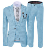 Aidase Mens suits Wave point Three Pieces Men Dress Suits Casual Commuter office business suits For Wedding(Blazer+Vest+Pants) aidase-shop