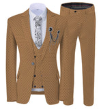 Aidase Mens suits Wave point Three Pieces Men Dress Suits Casual Commuter office business suits For Wedding(Blazer+Vest+Pants) aidase-shop