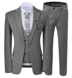 Aidase Mens suits Wave point Three Pieces Men Dress Suits Casual Commuter office business suits For Wedding(Blazer+Vest+Pants) aidase-shop