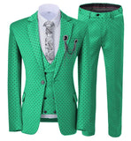 Aidase Mens suits Wave point Three Pieces Men Dress Suits Casual Commuter office business suits For Wedding(Blazer+Vest+Pants) aidase-shop