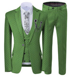 Aidase Mens suits Wave point Three Pieces Men Dress Suits Casual Commuter office business suits For Wedding(Blazer+Vest+Pants) aidase-shop