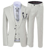 Aidase Mens suits Wave point Three Pieces Men Dress Suits Casual Commuter office business suits For Wedding(Blazer+Vest+Pants) aidase-shop