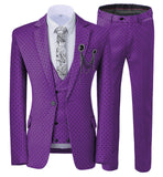 Aidase Mens suits Wave point Three Pieces Men Dress Suits Casual Commuter office business suits For Wedding(Blazer+Vest+Pants) aidase-shop
