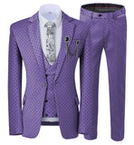 Aidase Mens suits Wave point Three Pieces Men Dress Suits Casual Commuter office business suits For Wedding(Blazer+Vest+Pants) aidase-shop