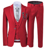 Aidase Mens suits Wave point Three Pieces Men Dress Suits Casual Commuter office business suits For Wedding(Blazer+Vest+Pants) aidase-shop