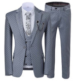 Aidase Mens suits Wave point Three Pieces Men Dress Suits Casual Commuter office business suits For Wedding(Blazer+Vest+Pants) aidase-shop